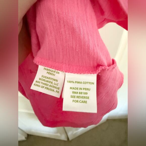 Lilly Pulitzer Shay Ruffled Tank Top Bubblegum Pink Pima Cotton Size Small - Picture 6 of 8